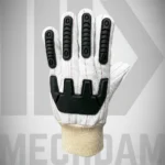 oilfield cotton corded impact gloves with knuckle protection