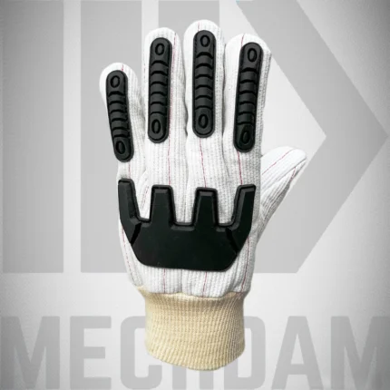 oilfield cotton corded impact gloves with knuckle protection