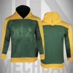 multi panel hoodie with embossed logo