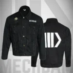 Distressed denim jacket manufacturer with embroidered logo