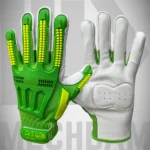 Short Description – Key Specifications • Impact Protection Cut Level A6 gloves designed for industrial safety applications • ANSI Cut Level A6 protection for handling sharp and abrasive materials • TPR impact protection on knuckles, fingers, and metacarpal area • Durable leather palm for strong grip and abrasion resistance • Ergonomic design for flexibility and all-day comfort • High-visibility color for improved hand safety in low-light environments • Suitable for oil & gas, construction, mining, and heavy manufacturing use • Available for OEM, private labeling, and bulk manufacturing by Mechdam Enterprises