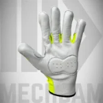 Hi-vis industrial safety gloves manufactured by Mechdam Enterprises with customizable impact and cut protection
