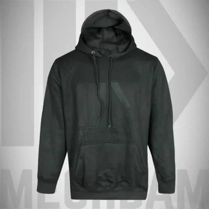 Pullover hoodie with embossed logo front view