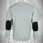 Cotton fleece crew neck sweatshirt with elbow patch back view