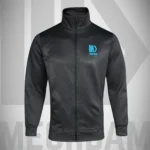 polyester fleece zip jacket with stand collar and ribbed cuffs