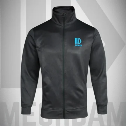 polyester fleece zip jacket with stand collar and ribbed cuffs