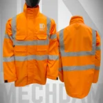 hi vis reflective workwear jacket in use on job site