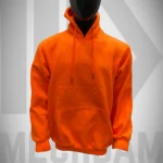 industrial pullover hoodie front view in solid orange color