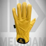 Dyed goatskin leather work gloves featuring elastic wrist and secure fit