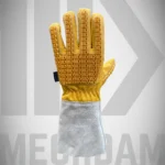 Leather welding gloves featuring TPR impact protection and cut resistant lining