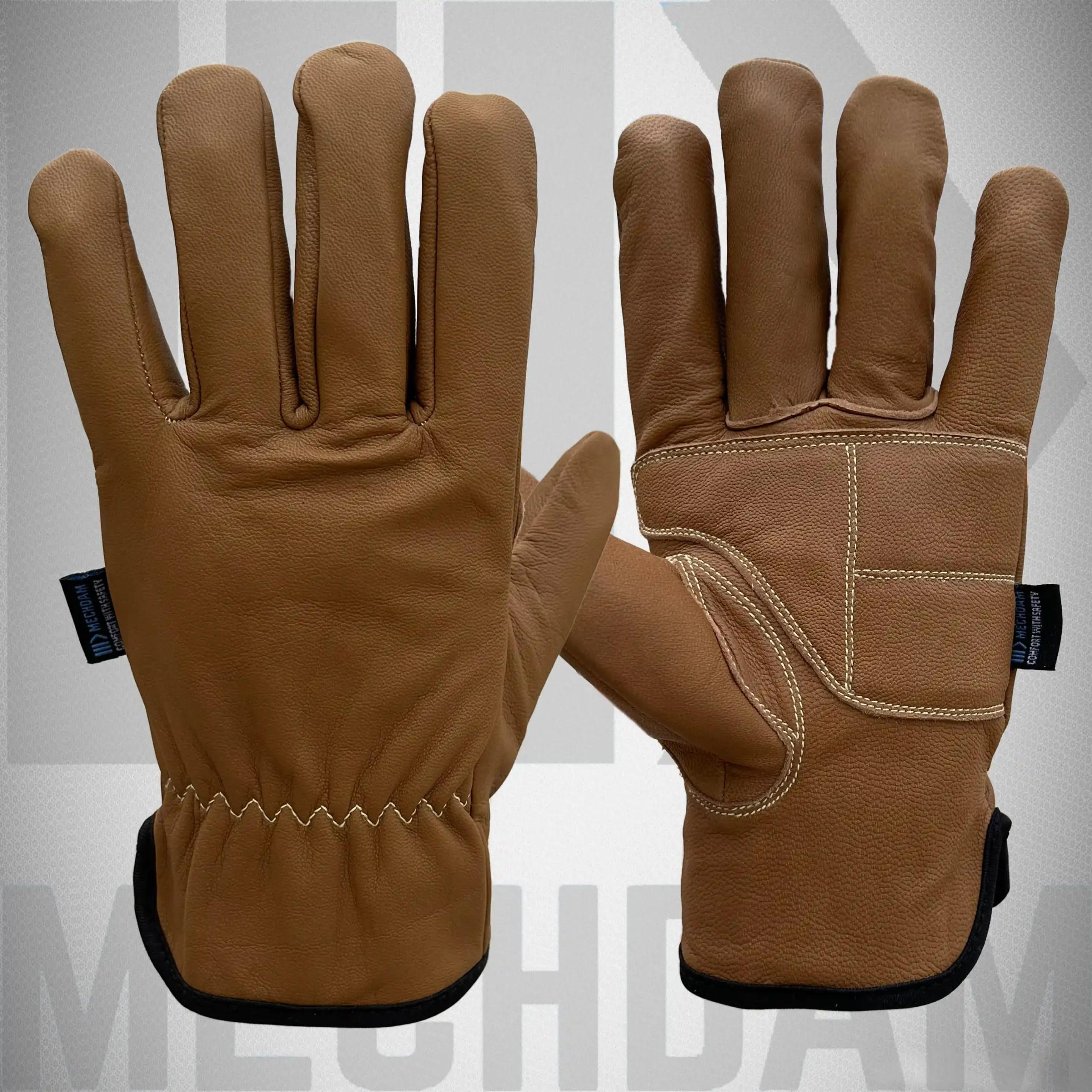 MD-GL-3051 oil block goatskin leather gloves manufacturer with kevlar cut resistant lining