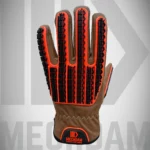 oil block goatskin leather gloves with TPR impact protection ANSI compliant