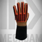Oil block leather impact gloves with Kevlar A7 cut resistant lining and TPR protection