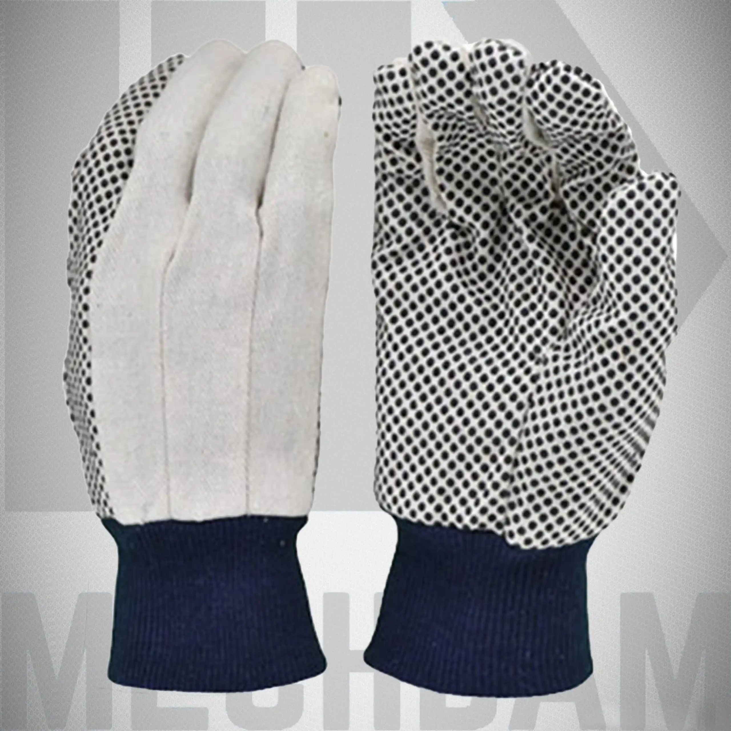 MD-GL-4007 pvc dotted canvas back gloves manufacturer