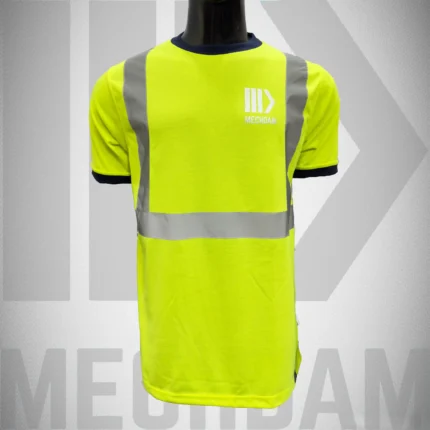 reflective safety t shirt front view for workwear use