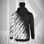 branded sublimation print detail on pullover hoodie