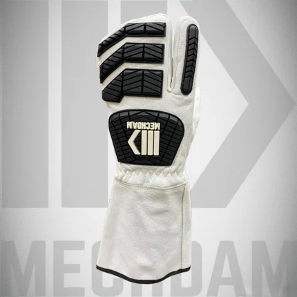 impact resistant 3 finger leather welding mitt gloves with tpr protection and gauntlet cuff