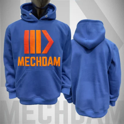 Cotton fleece hoodie with bold 3D puff print logo by Mechdam Enterprises