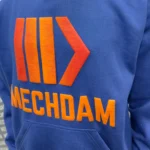 Close-up of 3D puff printing on cotton fleece hoodie chest