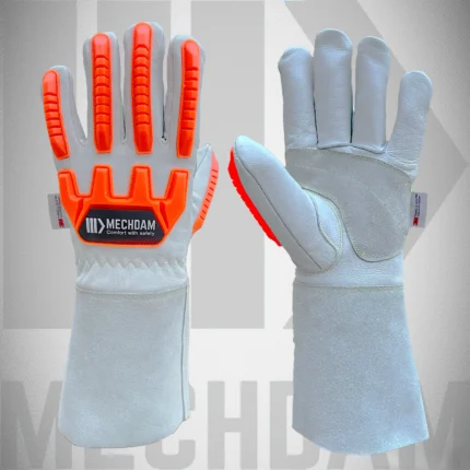 Industrial impact & cut resistant safety gloves with TPR impact level 2 and Kevlar lining by Mechdam
