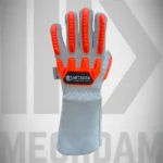 Heavy duty industrial impact protection gloves featuring Kevlar cut resistance and extended safety cuff