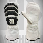leather mitt gloves with impact protection for welding and industrial safety