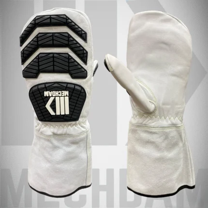 leather mitt gloves with impact protection for welding and industrial safety